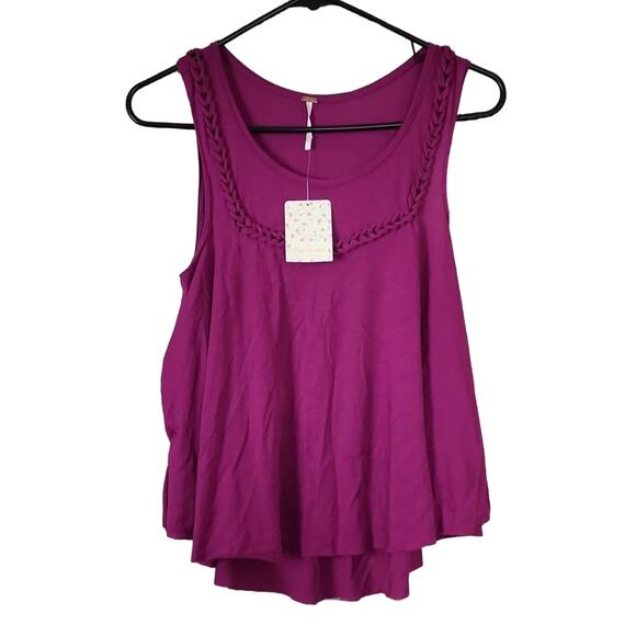NWT Free People Grape Braided Tunic XS Tank - Picture 2 of 8